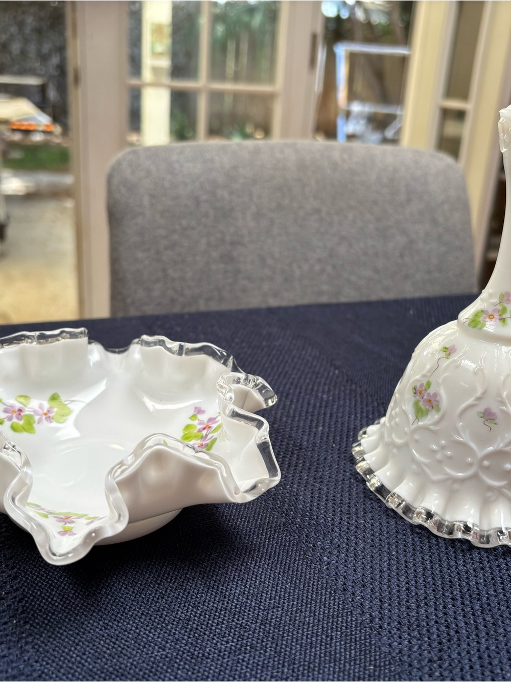 Fenton Silvercrest Decorative Dish and Spanish Lace Bell Set